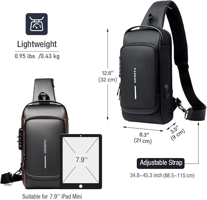 Waterproof Polyester Slim Unisex Crossbody Sling Bag