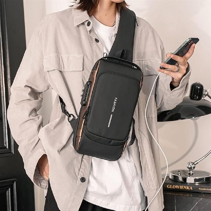 Waterproof Polyester Slim Unisex Crossbody Sling Bag