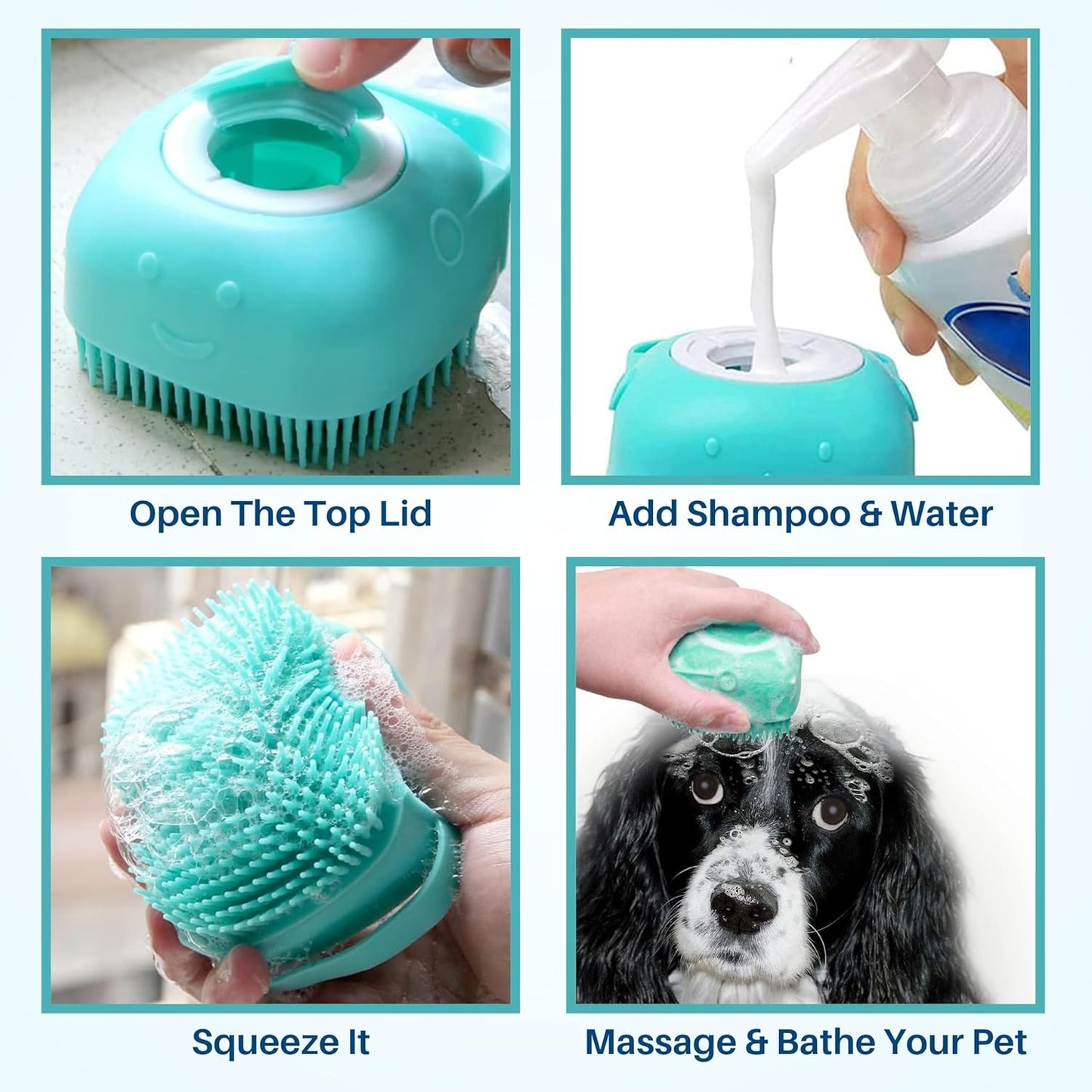 Dog Bath Brush | Soft Silicone Bristles Pet Grooming/Bathing & Massage Brushes